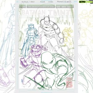 Freddie Williams II Instagram - Happy TURTLE THURSDAY! Black and white Batman/TMNT #1 cover for the original crossover series, also included is the layout sketch and breakdown inks.