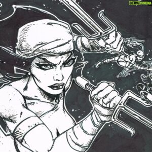 Freddie Williams II Instagram - Hey Guys. I’ve got a bunch of Original Art - FOR SALE!
I wanna draw your attention to my art for ELEKTRA: Black White & BLOOD- in collaboration w/Kevin Eastman! It can be found on my Original Art site, Link in my BIO! @kevineastmantmnt @kevineastman86