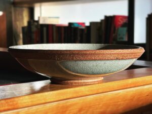Freddie Wong Instagram - A pretty good bowl from the last kiln. The angles and cuts (especially an undercut on the foot) makes this particularly satisfying to hold in one hand.