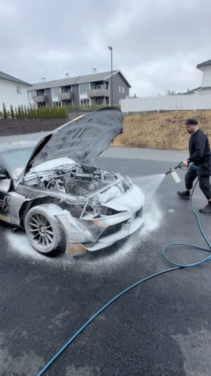 Fredric Aasbø Instagram - Foamed up race cars is a satisfying sight! My #TeamToyota Euro GR Supra is getting a @maxxolnorge bath. @toyota_norge @toyotaracing @rockstarenergy
