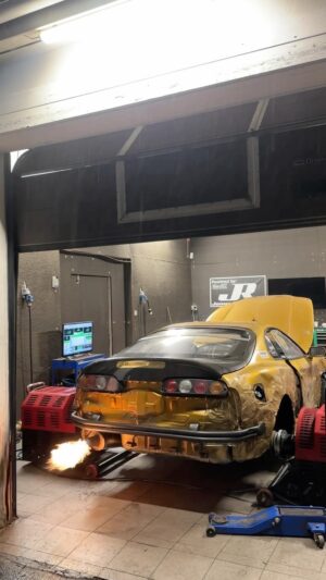 Fredric Aasbø Instagram - I decided to test the 3UZ V8 engine platform in my #TeamToyota Supra ice drift car! Thanks to @jonusracing, @vtssolutions, @hughesracebuilt and the partners involved for all the help here!

Engine: 3UZ-FE factory block with @kelfordcams B spec VVTi cams, @maxxecu, @pmcmotorsport flywheel & adapter, @tenacimotorsport clutch, @driveshaftshop carbon fiber driveshaft, @knfilters intake, OEM @toyota_norge service parts and of course @eneosusa Racing Street 0W-50 engine oil.

It made 306 hp on the hub dyno (350  flywheel) and it wants to rev to the moon if we didn’t cap it at 7800 rpm. Equal length headers would probably help the power a bit.

Let’s see how it handles the sustained high rpms on the frozen lakes! 

(Trackside video by @torandersringnes)