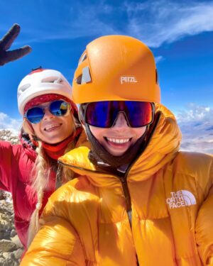 Frida Gustavsson Instagram - -postcards from chile-

above the cloud base the sun rises to a new day over the atacama desert - a day of relentless wind and sunshine. 
an unforgiving yet incredibly enticing environment that has been our home for the last few weeks while climbing. from our high camp (5550m) on el muerto we took a variation of the normal route to the summit (6510m) which included some interesting climbing and trail breaking. two days later we stood at the top of the world's highest volcano, ojos del salado (6893m), in the glaring sunshine and looked out over emerald lagoons and snow capped volcanoes, a sight that will linger with me. 
flamingoes danced by, vicunas showed up and condors flew high. 
laughed alot, learned alot and swam alot in the green hot springs. 
sweet dreams are made of this and I am lucky to have the best climbing partner in @lottahintsa 🫶🏼

❤️