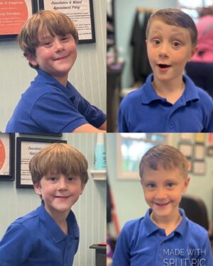 Friedman Twinkies Instagram - Before and after!!! We cleaned up for our exciting and big weekend!!! Thank you to our hairstylist @triciakelleytorrance for keeping us always looking our best! #beforeandafter #haircuts #kidhaircuts #boyhaircuts #hairstylist #hairstyles #lookyourbest