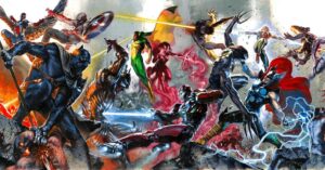 Gabriele Dell'Otto Instagram - “Variant connecting covers Blood Hunt #1-2-3 of 5” acrylic @liquitexofficial on heavy board @marvel @avengers @blackpanther #ironman #falcon #vampire #wandavision #scarletwitch #thor @captainmarvelofficial #comics #art #comicart @yokaidavid @carmisterpixel