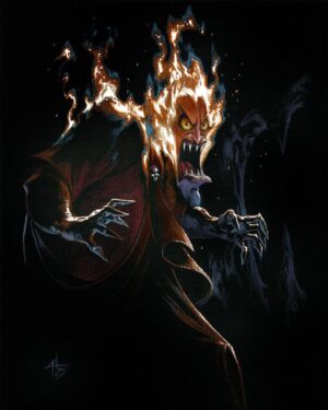 Gabriele Dell'Otto Instagram - “Hades” variant cover for @spectralcomics color pencils @carandache on black paper @fabriano1264 @dynamitecomics @disney #hercules #comics #art #blackpaper @carmisterpixel @yokaidavid