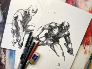 Gabriele Dell'Otto Instagram - “A couple of friends!” Pencil #koh-i-norr @staedtler and @tombow.italia @marvel #pencils #drawing #heroes @yokaidavid
