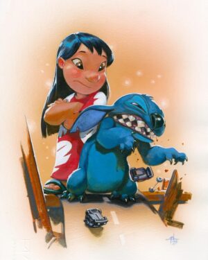Gabriele Dell'Otto Instagram - “Lilo e Stitch” tribute acrylics @liquitexofficial on @fabriano1264 @disney #lilostitch @yokaidavid @carmisterpixel
