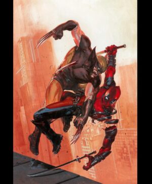 Gabriele Dell'Otto Instagram - “Deadpool Wolverine WWIII variant #1” acrylic @liquitexofficial on heavy board @marvel @deadpoolmovie @officialwolverine #comics #comicart #art #painting @yokaidavid @carmisterpixel
