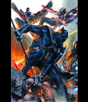 Gabriele Dell'Otto Instagram - “Blood Hunt variant #1 of 5” acrylic @liquitexofficial on heavy board @marvel #vampires #blood @avengers @blackpanther #comics #comicart #art @yokaidavid @carmisterpixel