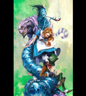 Gabriele Dell'Otto Instagram - “Alice” 1865/2023 my little tribute to an immortal book! @liquitexofficial on Paper #aliceinwonderland #painting @luccacomicsandgames @yokaidavid