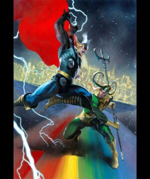 Gabriele Dell'Otto Instagram - “The Immortal Thor variant cover #2” acrylics @liquitexofficial on heavy board @marvel #thor #comics #comicart #art @yokaidavid @carmisterpixel