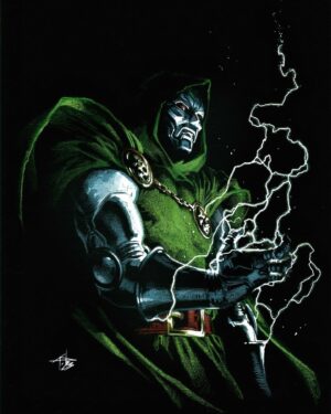 Gabriele Dell'Otto Instagram - “Doom from darkness” color pencil @carandache and white #uniposca marker on black paper @fabriano1264 #comocs @marvel #doctordoom #art #blackpaper @yokaidavid @carmisterpixel