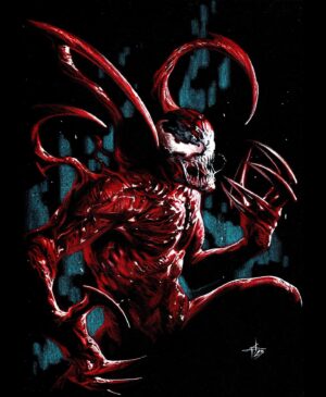Gabriele Dell'Otto Instagram - “Carnage” color pencils @carandache on black paper @fabriano1264 @marvel #carnagemarvel #art #comics #comicart @yokaidavid @carmisterpixel