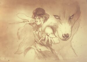 Gabriele Dell'Otto Instagram - “Princess Mononoke tribute” thanks to Sensei Miyazaki for giving the world over the years so much beauty. #princessmononoke #studioghibli #anime #miyazaki #wolves #nature #peace @yokaidavid