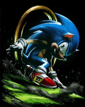 Gabriele Dell'Otto Instagram - “Find the differences” Sonic the hedgehog variant cover for @jolzar.collectibles color pencils @carandache on black paper @fabriano1264 @idwpublishing #games #videogames #art #comics #comicart @carmisterpixel @yokaidavid