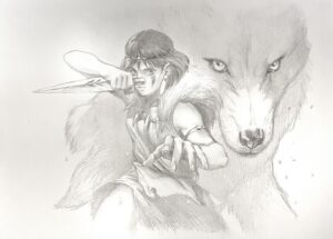 Gabriele Dell'Otto Instagram - “Princess Mononoke tribute” thanks to Sensei Miyazaki for giving the world over the years so much beauty. #princessmononoke #studioghibli #anime #miyazaki #wolves #nature #peace @yokaidavid