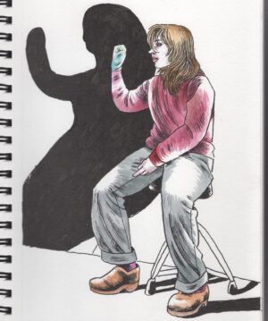 Gabrielle Bell Instagram - This is from a @drawmedrawu session at the @franciskiteclub from several months ago. The theme was “loneliness,” a subject near and dear to my heart. We’re apparently in a loneliness epidemic. Thanks a lot, social media! 

If anyone can help me to identify the models in the Third, fourth and ninth frames, I’d appreciate it(3 & 4 is the same person).

(3& 4 is found and tagged, still looking for the two people in 9)

Also wanted to add how these models at DMDU always bring such drama and dynamism to the poses, likely because they are also narrative artists, that the drawings practically draw themselves.