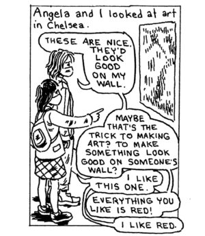 Gabrielle Bell Instagram - This is a comic I drew about @angelafanche around four years ago, and is now part of the exciting new anthology Peep Magazine, published by @wearebraindead, edited by @samharkham and @wei_ss_man.
Angela also is publishing an exciting new anthology, coming out soon, called Bernadette, which I also have a comic in, but I will save the details on that for another post.