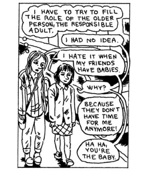 Gabrielle Bell Instagram - This is a comic I drew about @angelafanche around four years ago, and is now part of the exciting new anthology Peep Magazine, published by @wearebraindead, edited by @samharkham and @wei_ss_man.
Angela also is publishing an exciting new anthology, coming out soon, called Bernadette, which I also have a comic in, but I will save the details on that for another post.