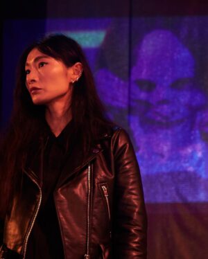 Gana Bayarsaikhan Instagram - Yetao at opening night at EGDE gallery, showing her latest Art Work 💣👽!

@queensofmystery #tvseries Series 2 out on @acorntvuk Now