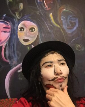 Gana Bayarsaikhan Instagram - One for all, and all for one 🗡️🗡️✨ 
Love this sheet mask 😂

#threemusketeers #sheetmask #painting #paintinginprogress #acrylicpainting