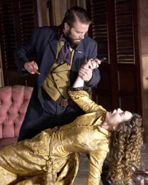 Garret Dillahunt Instagram - A fan reminded me recently of the almost renaissance oil-painting composition of a lot of Deadwood scenes, exemplified here in Wolcott’s “very expensive” outing to Maddie’s Chez Amis brothel.  @costumedesignerjaniebryant ‘s incredible wardrobe design doesn’t hurt either. (And how bout the strength of #AliceKrige?)