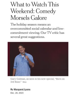 Gary Gulman Instagram - Thank you @NYTimes ! If you’d only given me @FrankABruni64 and Crosswords Dayenu! Born on 3rd Base now streaming on @streamonmax