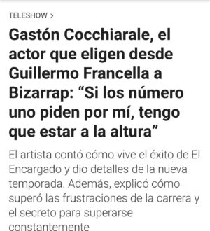 Gastón Cocchiarale Instagram - Hermosa charla sobre mi recorrido y el momento que estoy viviendo. Con @terrazaslucas para @infobae 🧡

Gracias @soy.prensa por ser las mejores. 
Gracias a la vida por tanto ✨🎬🎭

Ph @franpettinari 📸