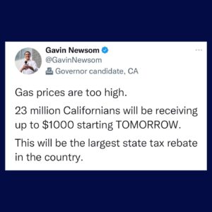 Gavin Newsom Instagram - Rebates will hit bank accounts starting tomorrow.