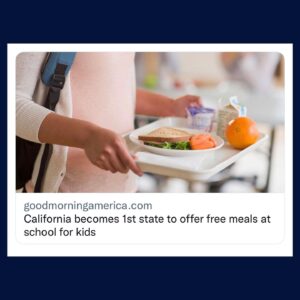 Gavin Newsom Instagram - California is the first state to guarantee all 6 million of our public school students free meals.