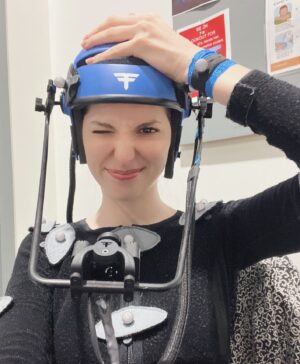 Genevieve Buechner Instagram - Thank you everyone for being so kind and welcoming! I really had the most amazing time being Ashley. I’m just so wildly grateful. Also nothing has ever smooshed my head more than this glorious blue helmet. Can’t wait to put one on again! #ResidentEvil