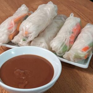 Genevieve Goulet Instagram - My weekends are now spent at home, away from the wrestling rings. I get more time to cook.

I started eating biological fruits and vegetables as well as cutting meats in hopes to improve my health.

Homemade spring rolls and peanut sauce. 🥜 

And it was delicious! 😋