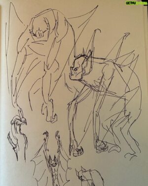 Genndy Tartakovsky Instagram - Here’s some process from the first season. It was challenging to get the bats to be scary and cool. It was the fourth episode so still pretty early in figuring out the style. Fun to look at all the variations and then the final. This was in 2017! Time flies!!