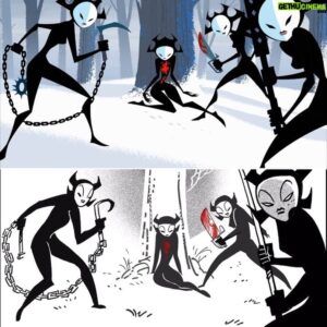 Genndy Tartakovsky Instagram - Here is something pretty cool Scott Wills put together my storyboards(with some Stephen DeStefano clean ups) with the matching final. For television animation there’s no time for second guesses and changes. I usually thumbnail as fast as I can and then do a cleaner version for the storyboard and then it goes into production. This last season of Jack was great but it also broke me and I decided that we need a new system for animation and that’s what we did for Primal.

#scottwills #2danimation #samuraijack