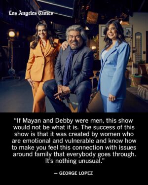 George Lopez Instagram - Created by @mayanlopez, her father @georgelopez and Debby Wolfe, the meta family comedy “Lopez vs. Lopez” stars George and Mayan as fictional versions of themselves as they attempt to mend their fractured relationship.

Their characters share their names, but not occupations: Mayan works at a veterinarian’s office and George has a moving company, but it goes bankrupt, prompting George to move in with Mayan. It resembles what happened to their family in real life: When the pandemic hit, Mayan and her mother Ann, George’s ex-wife who was also an executive producer on “George Lopez,” were worried about him — he is immunocompromised — so they came together during stay-at-home orders. And the healing began.

The arguments and growing pains continue when the working-class family comedy returns for its 10-episode sophomore run Tuesday on NBC, airing back-to-back episodes beginning at 8 p.m. ET/PT.

From the show’s set on NBC’s famed Universal Studios lot, Wolfe, George and Mayan spoke to The Times’ @villarrealy about being the only Latino-centered series on broadcast television right now, how George’s relationship with alcohol is explored in the new season, and navigating boundaries when art imitates life.

Read their full conversation at the link in @latimes_entertainment’s bio.

🖊️ @villarrealy 
📸 @thealdochacon / For The Times