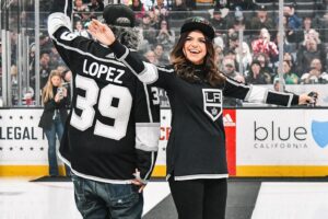 George Lopez Instagram - Tonight, it’s Lopez & Lopez on the puck drop 🤝