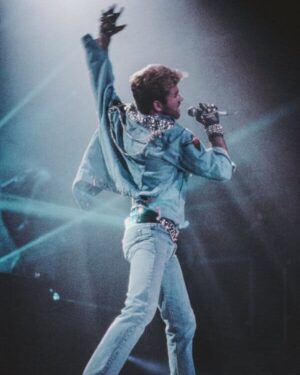 George Michael Instagram - Double denim was a fashion staple in George's wardrobe in the 80s and 90s 👕👖 Which outfit is your favourite?