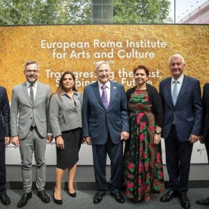 George Soros Instagram - Today in Berlin, we celebrate the establishment of the European Roma Institute of Arts and Culture (ERIAC).⠀
⠀
ERIAC is important for the development of a proud Roma identity and a strong sense of self-esteem. These can help overcome the deep-rooted hostility and racism directed against Roma communities.⠀
⠀
ERIAC has the active support of a broad range of Roma intellectuals and will become a major hub to preserve, rebuild, and further develop Roma culture.⠀
⠀
In photo, left to right: Valeriu Nicolae, Michael Roth, Timea Junghaus, George Soros, Nicoleta Bitu, THornbørn Jagland, Zeljko Jovanovic⠀
⠀
Photo by ©Gordon Welters/Laif for the Open Society Foundations