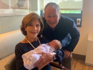 George W. Bush Instagram - @laurawbush and I are thrilled to welcome Henry Harold Hager to our family. We are happy for the proud parents, @jennabhager and Henry. And pleased that Mila and Poppy have a little brother to love. We thank God that mom and baby are healthy, and we look forward to many years of loving the boy known as Hal.