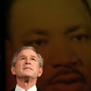 George W. Bush Instagram - Martin Luther King did not live to celebrate his 40th birthday. Yet in the short time he walked upon this earth, he preached that all the powers of evil are ultimately no match for one individual armed with eternal truths. The reason to honor Martin Luther King is to remember his strength of character and his leadership, but also to remember the remaining work.⁣
 ⁣
⁣
January 16, 2006 White House Photo by Eric Draper / Courtesy George W. Bush Presidential Library & Museum