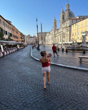 Georgie Barrat Instagram - Weddings don’t come around as frequently as they used to - so an abroad one is a real treat, especially as we managed to do a bit of sightseeing in Rome (albeit with Mr Tumble on in the background)
We would have left the girl at home, but no childcare meant we made do with babysitters for the actual wedding & stumbled our way through some early starts after some late nights 😵‍💫
Unfortunately we had the WORSE journey home as we got caught up in the air traffic control outage ❎ 12 hours at the airport, followed by an extra night in Rome, followed by me booking a new flight to Berlin for work because I didn’t trust I would be able to get out there from the UK 🫠 husband definitely drew the short straw having to fly back solo parenting 😬 Despite all this the wedding was beautiful, the Campari delicious & it was so special watching @alicecsidds & @mark_sidds tie the knot ❤️💕❤️