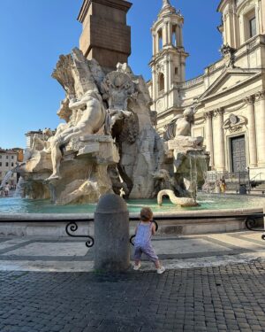 Georgie Barrat Instagram - Weddings don’t come around as frequently as they used to - so an abroad one is a real treat, especially as we managed to do a bit of sightseeing in Rome (albeit with Mr Tumble on in the background)
We would have left the girl at home, but no childcare meant we made do with babysitters for the actual wedding & stumbled our way through some early starts after some late nights 😵‍💫
Unfortunately we had the WORSE journey home as we got caught up in the air traffic control outage ❎ 12 hours at the airport, followed by an extra night in Rome, followed by me booking a new flight to Berlin for work because I didn’t trust I would be able to get out there from the UK 🫠 husband definitely drew the short straw having to fly back solo parenting 😬 Despite all this the wedding was beautiful, the Campari delicious & it was so special watching @alicecsidds & @mark_sidds tie the knot ❤️💕❤️