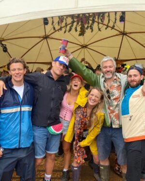 Georgie Barrat Instagram - 24 hours @wildernesshq - yes we had torrential rain & lots of muddy fields, but when you haven’t been to a festival since before Covid it was SO worth it. Outfit of course inspired by Barbie #barbiecore