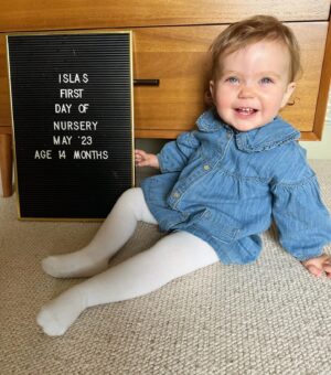 Georgie Barrat Instagram - Currently having a coffee with an empty pram beside me - what a surreal feeling! Can’t believe this little tinker officially starts nursery today 🥹 Up until now all our childcare has been covered by 2 sets of wonderful grandparents - but we are pulling in reinforcement (not to mention I think it’s great for her to socialise with other babes her age)

While I have left her loads over the past year this definitely feels like a “moment”. Having to buy her new shoes and a backpack and hand over at the door…for the first time she’s going to create her own little world and relationships separate from family life! Go on my girl ✨ I wish you the best of luck ✨