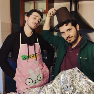 Gianandrea Muià Instagram - Auguri di buona Pasqua/pasquetta/apertura di uova a tutti da me, Gabbo, Manu e il grembiule che abbiamo trovato in un uovo di pasqua di 3 kilo. Gabbo l'ha rotto con un 1-inch-punch. Poi lo abbiamo mangiato. It was a good day.