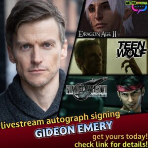 Gideon Emery Instagram - You’ve been asking: well, a month from now I’ll have a @streamily.live signing. Final Fantasy, Dragon Age, Teen Wolf & more! Link in my bio. 👆