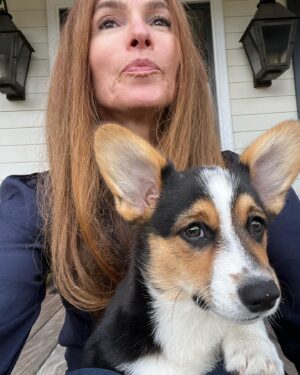 Gigi Levangie Instagram - Dixie in one of her calmer moments, when she’s not chasing Gus or armadillos. She’s the only living creature I know who eats faster than my husband, but then again maybe kibble is delicious. Happy Fall, y’all!