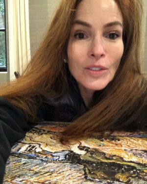 Gigi Levangie Instagram - Cuddling up to my puzzle; some people have cats, I have jigsaws. Enjoy these pics of the happy couple before I rip it apart and give it away, like I do with all objects of affection 😜. #puzzlelove #puzzledaf #jigsawaddict 🧩🤗😍🥰