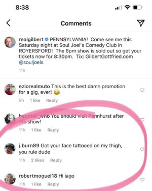 Gilbert Gottfried Instagram - I was wondering why I kept getting kicked in the face by a pair of balls. Www.gilbertgottfried.com