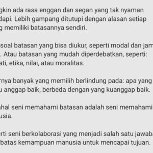 Gina S. Noer Instagram - Semua bisa dianggap relatif, tetapi mungkin konsep batasan bisa menaikkan kualitas tujuan bersama kita.

Salam sayang,
gsn